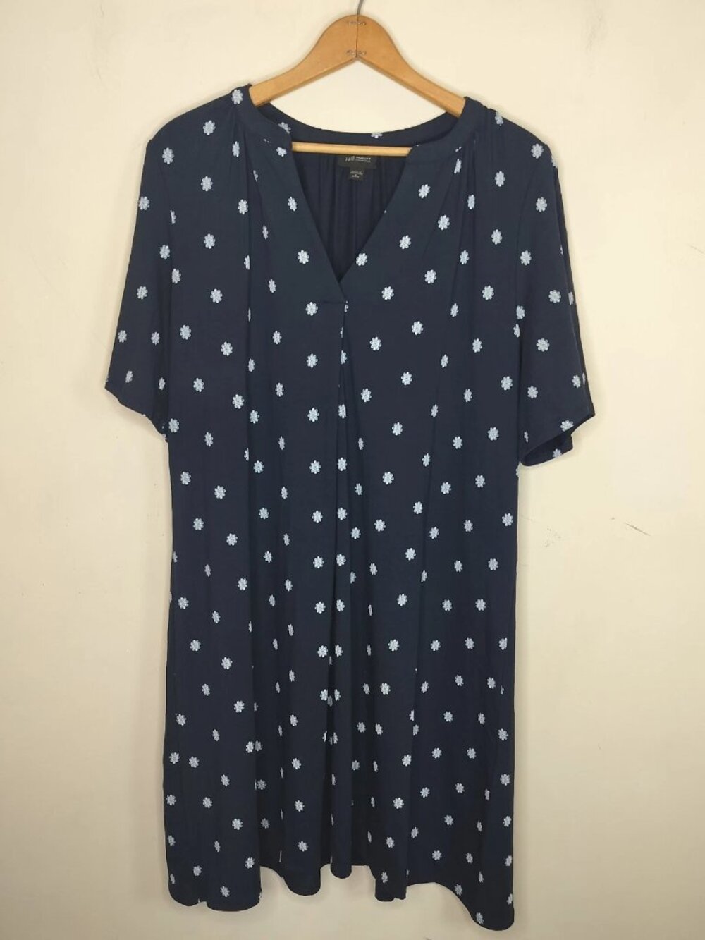 J Jill Wearever Collection Dress Large Petite Womens Floral Stretchy Shot Sleeve